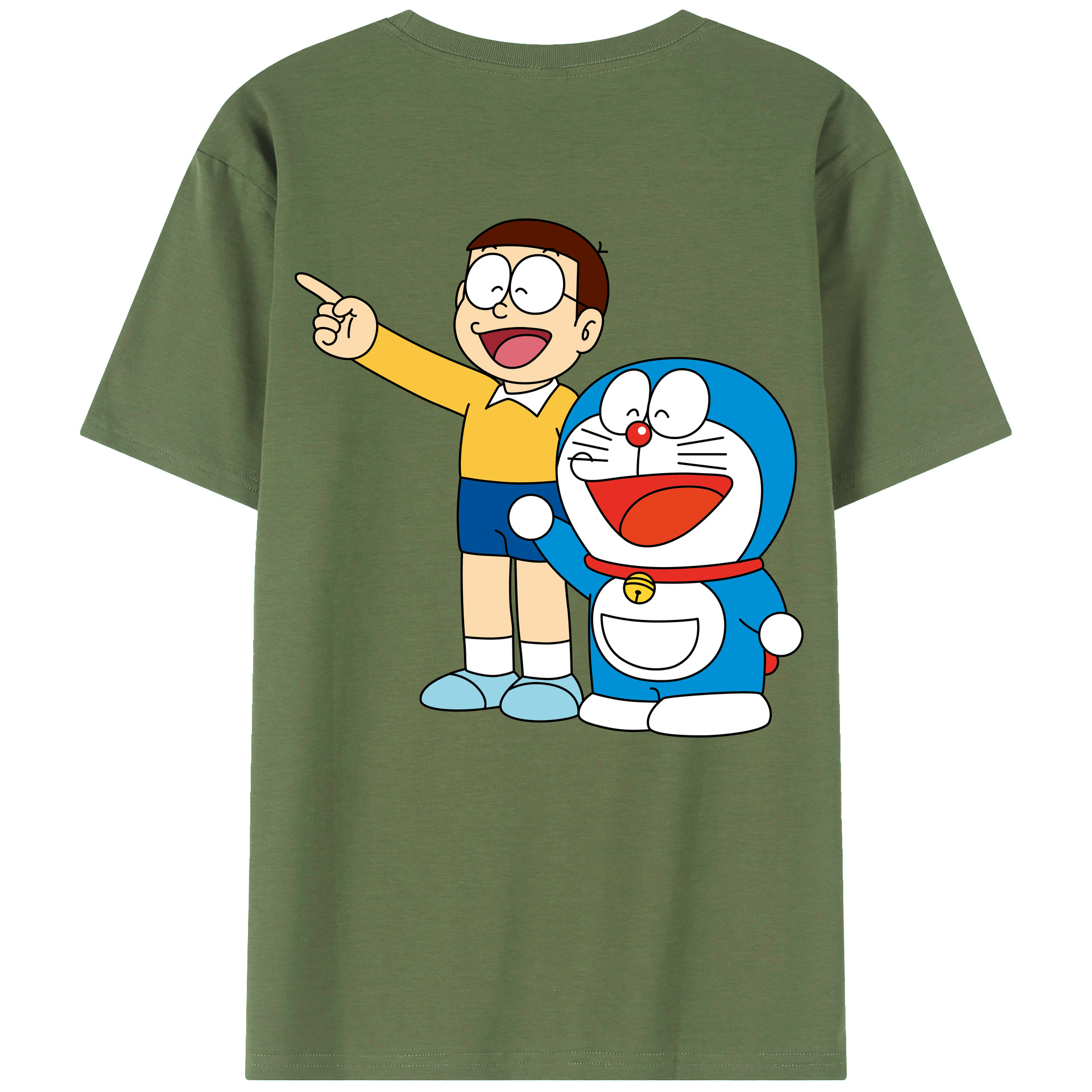 （画像用） ドラえもん 野比 のび太 Doraemon Nobita Nobi 綿100％ メンズ半袖Tシャツ（バックプリント） 通気性